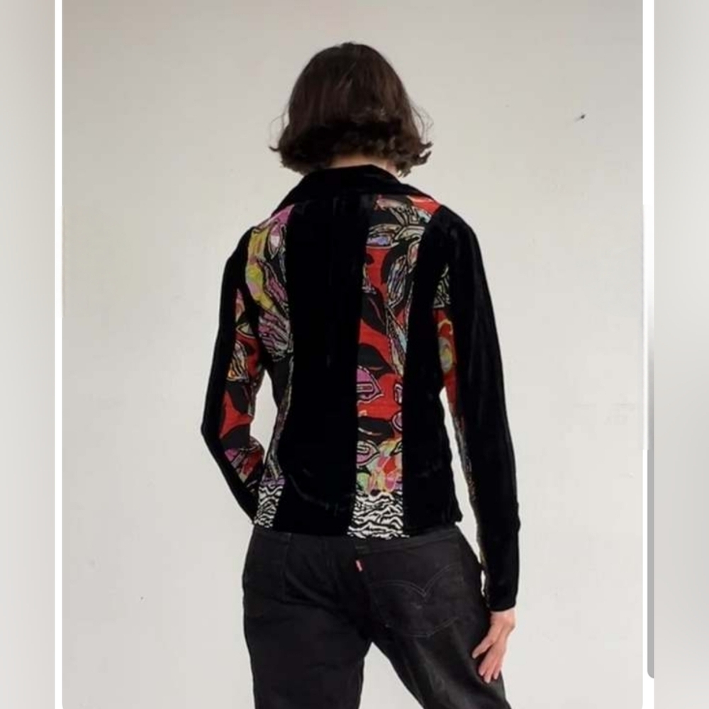 Alberto Makali Crop Velvet and Plise Cardigan Jacket Art to Wear Size M - Picture 2 of 14